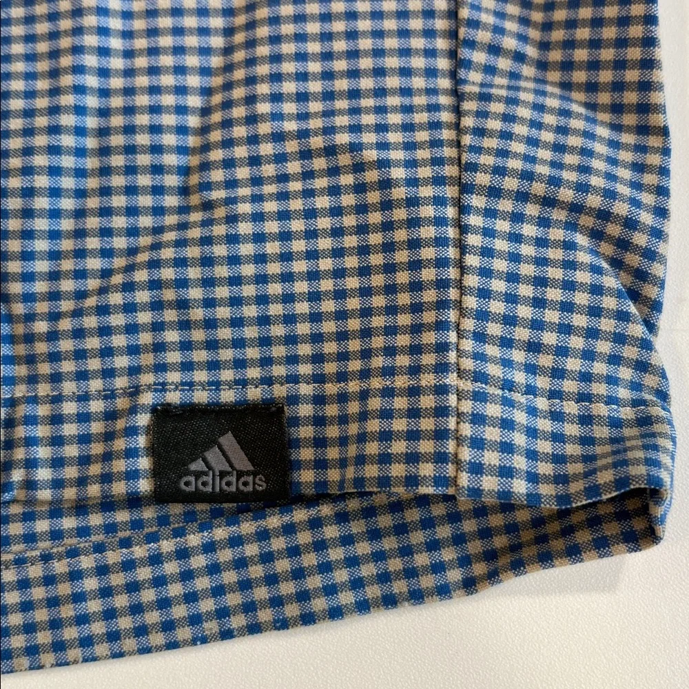 Adidas - 36, Men's Light Blue Checkered Flat Front‎ Shorts